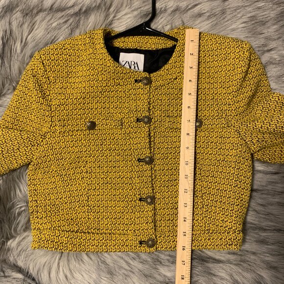 ZARA Women Tweed Blazer 2674/712, Yellow, Size S - Picture 7 of 7